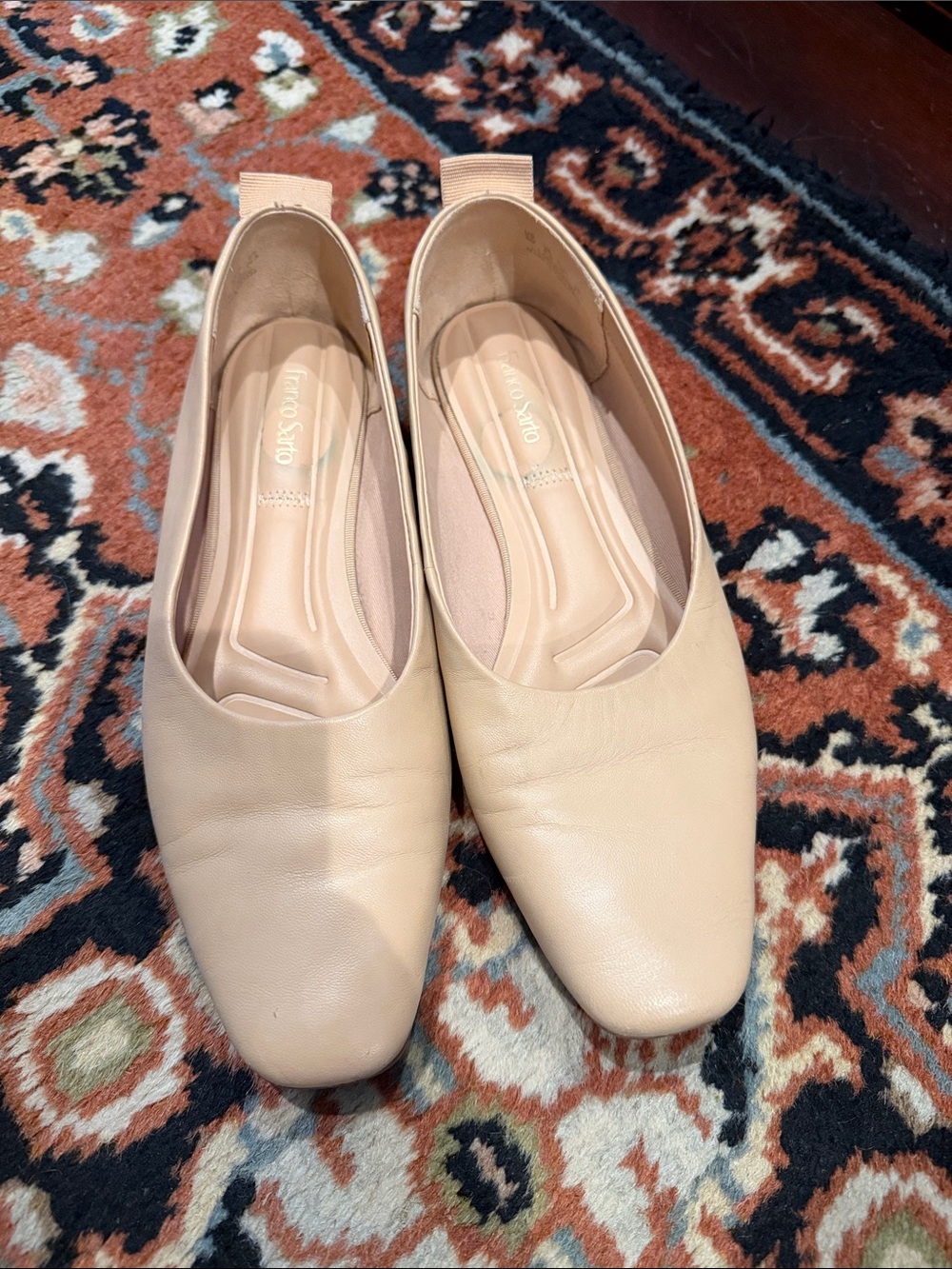 Franco Sarto Nude Leather Ballet Flats